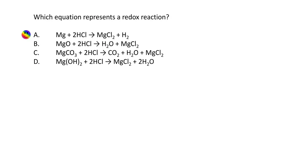 which equation represents a redox reaction