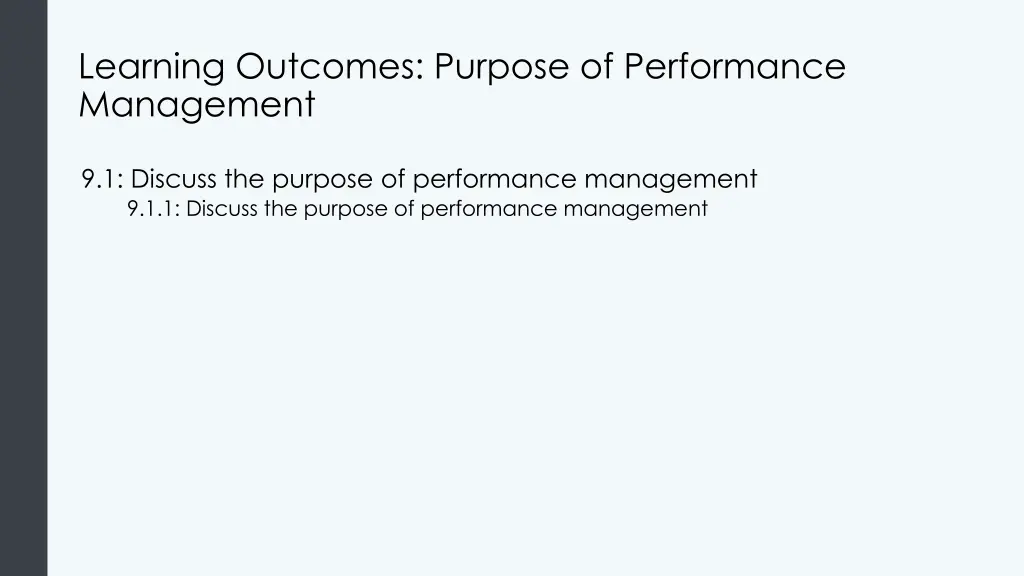 learning outcomes purpose of performance