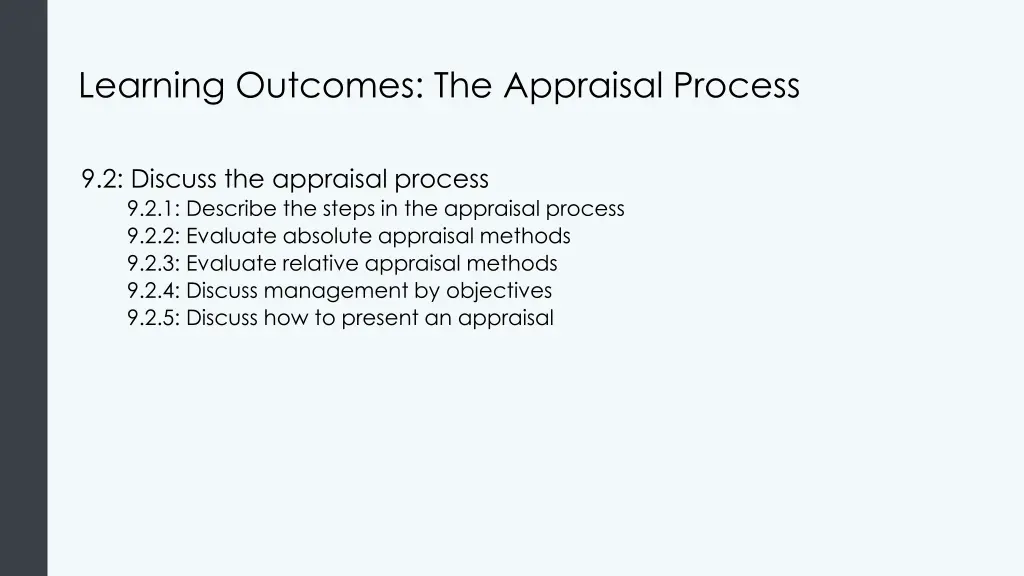 learning outcomes the appraisal process