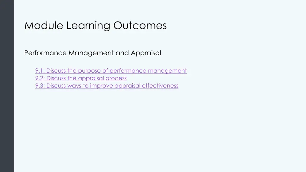 module learning outcomes