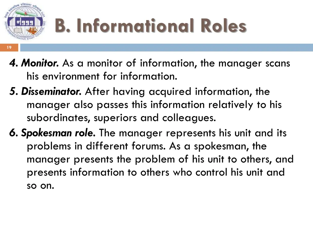 b informational roles