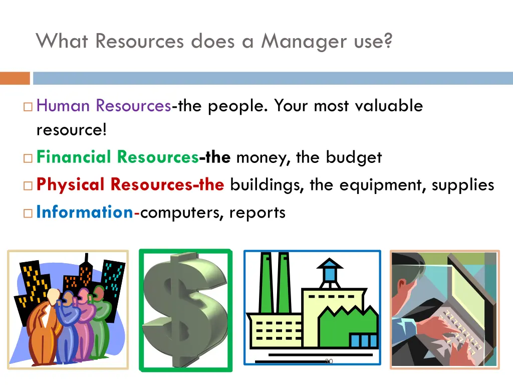 what resources does a manager use