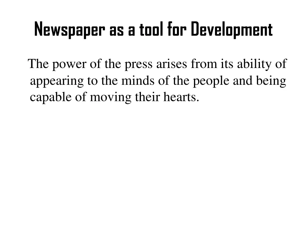 newspaper as a tool for development