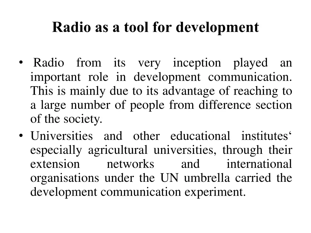 radio as a tool for development