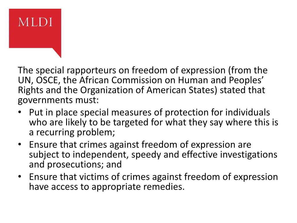 the special rapporteurs on freedom of expression