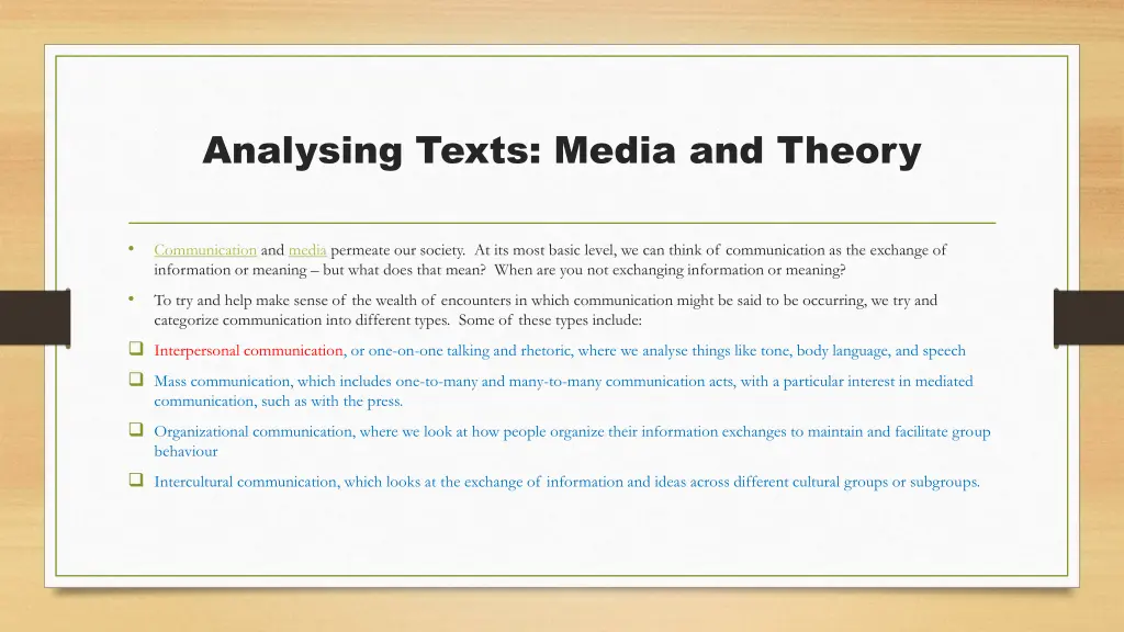 analysing texts media and theory