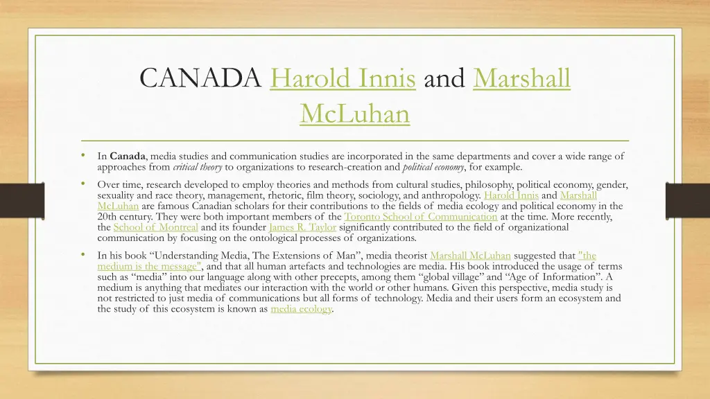 canada harold innis and marshall mcluhan