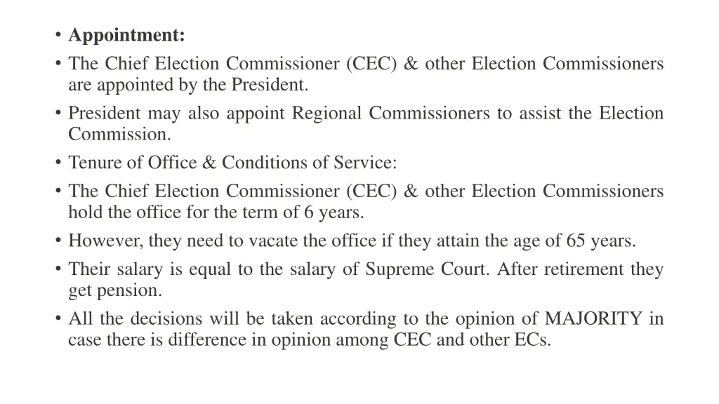 appointment the chief election commissioner