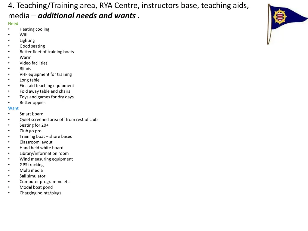 4 teaching training area rya centre instructors