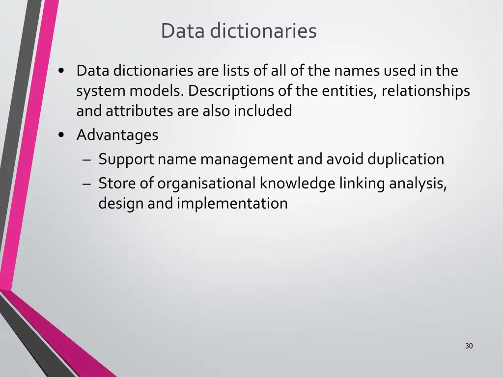 data dictionaries