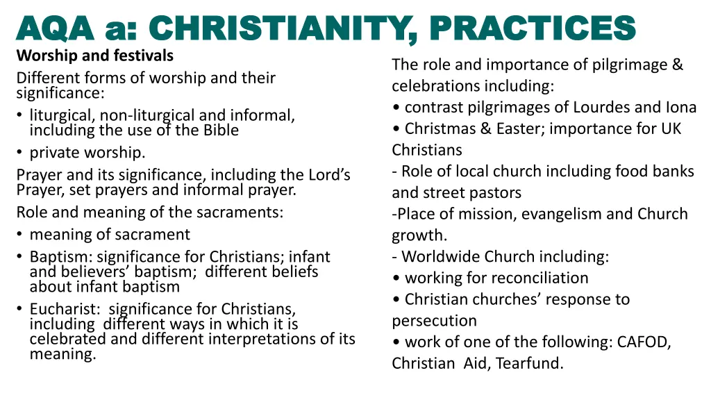 aqa a christianity practices aqa a christianity