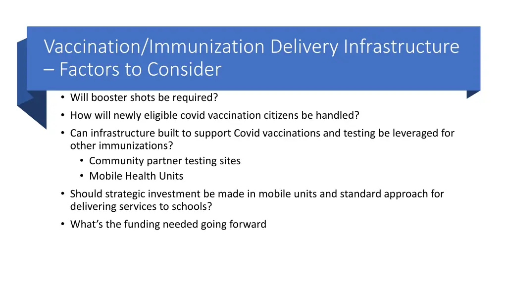 vaccination immunization delivery infrastructure