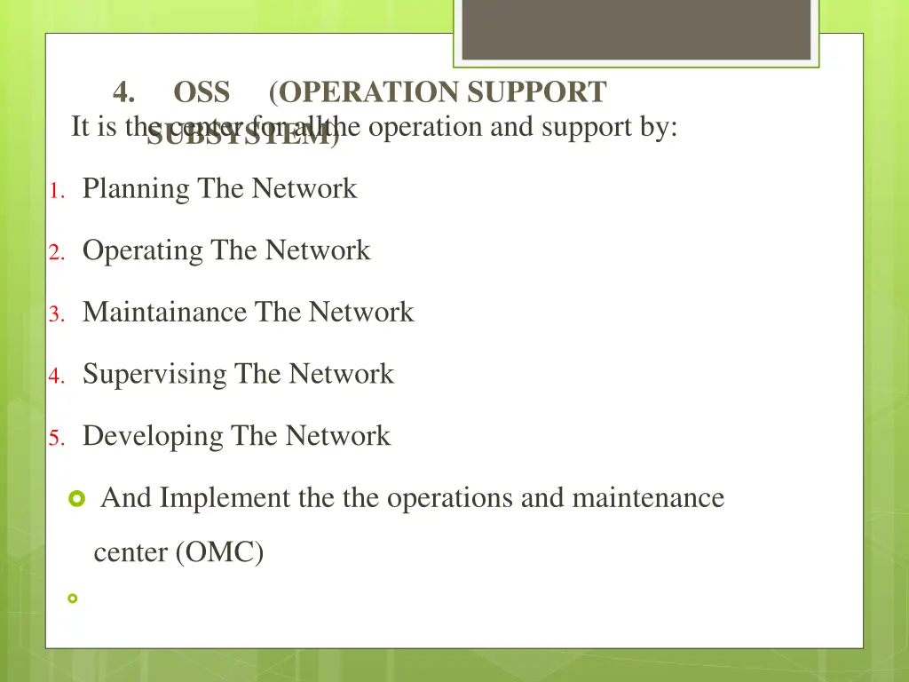 4 oss operation support subsystem