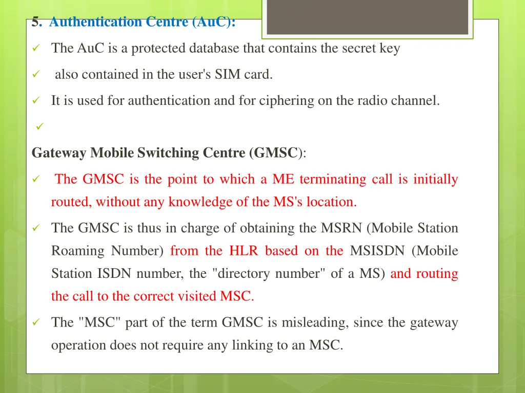 5 authentication centre auc