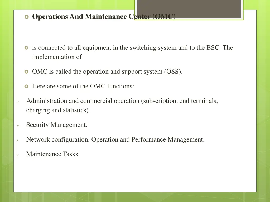 operations and maintenance center omc