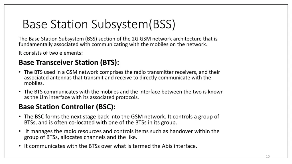 base station subsystem bss