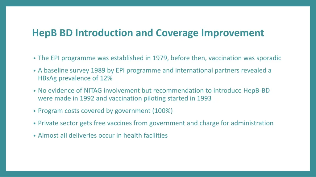 hepb bd introduction and coverage improvement