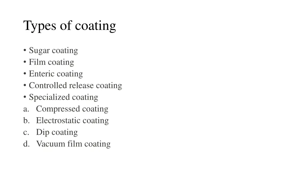 types of coating