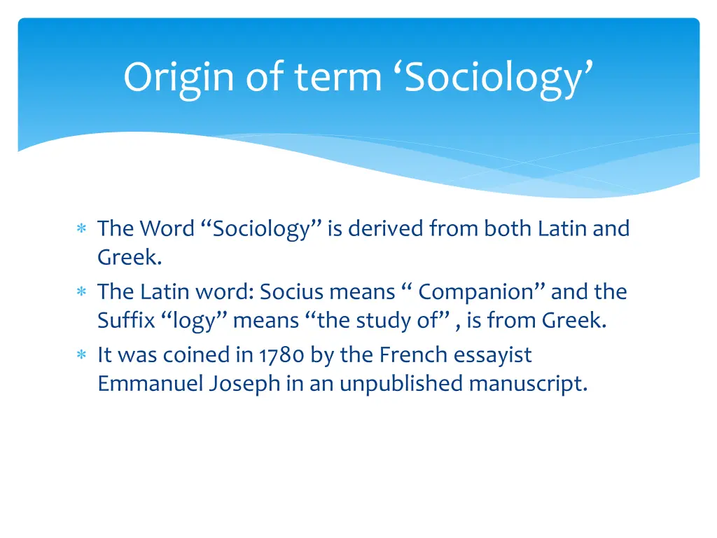 origin of term sociology