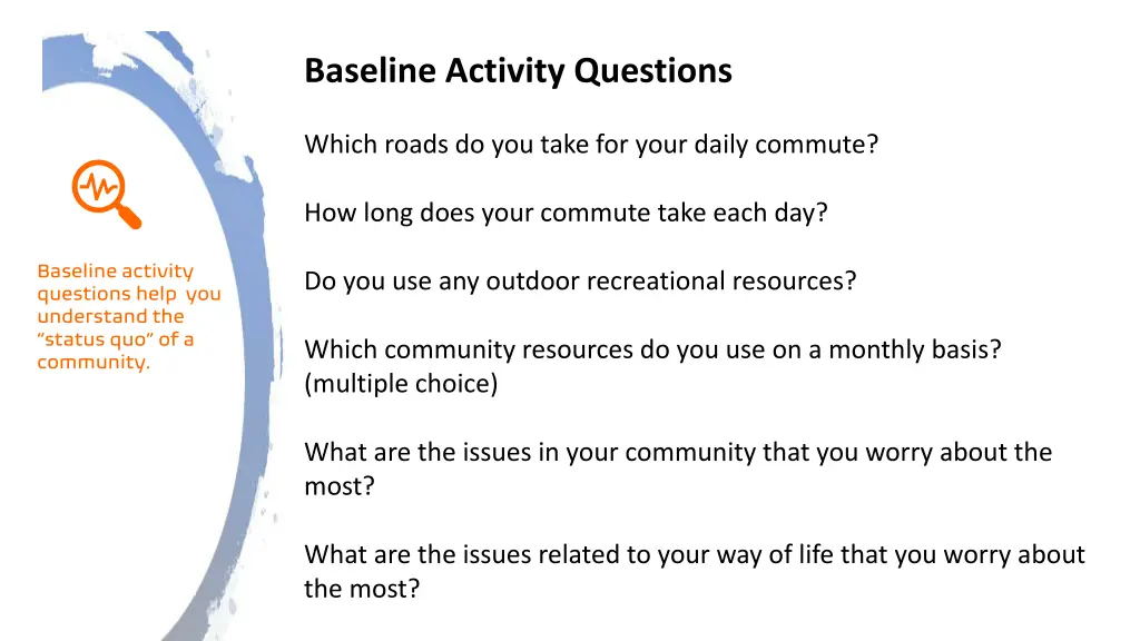 baseline activity questions