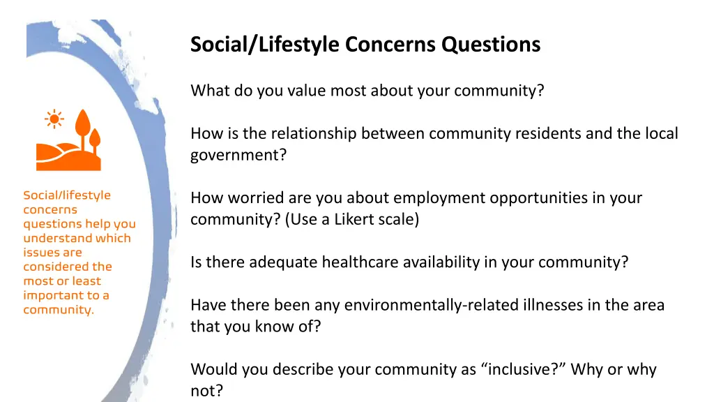 social lifestyle concerns questions