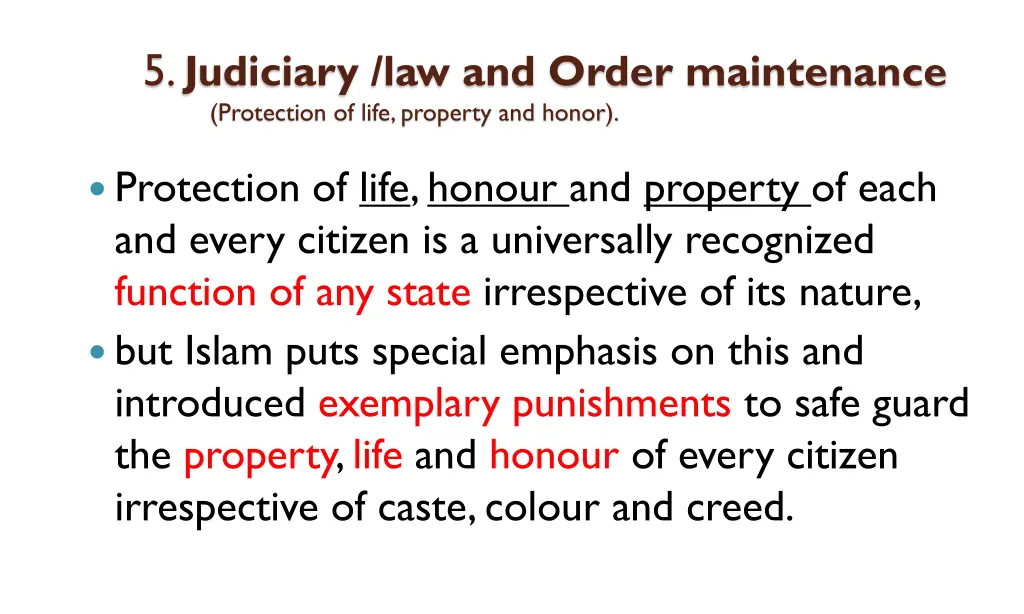 5 judiciary law and order maintenance protection