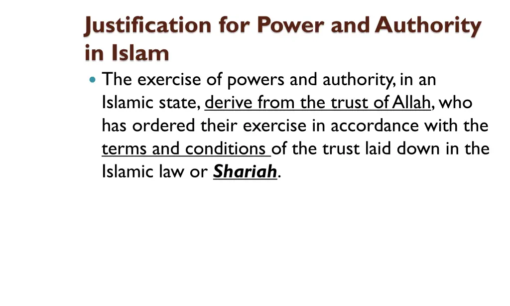 justification for power and authority in islam