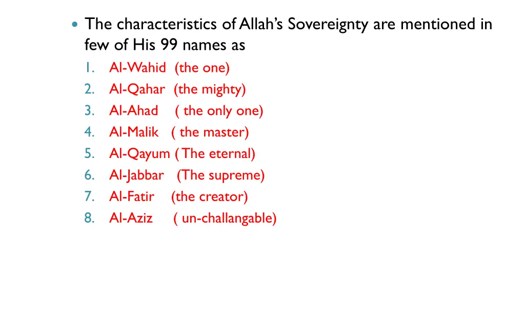 the characteristics of allah s sovereignty