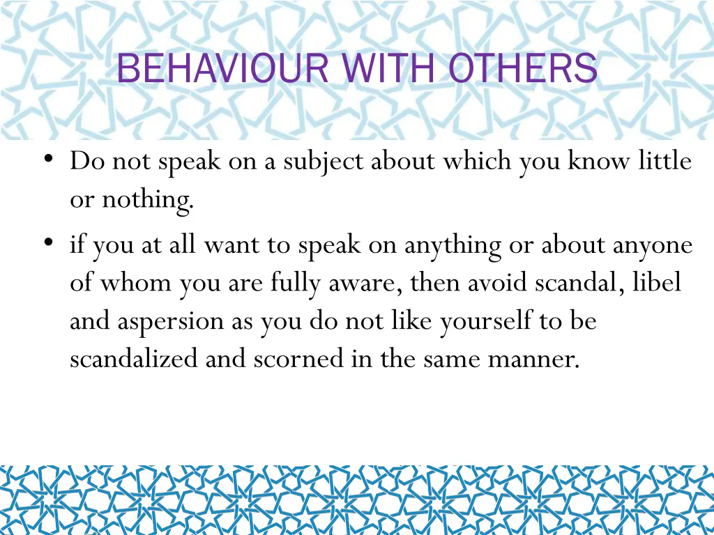 behaviour with others 2