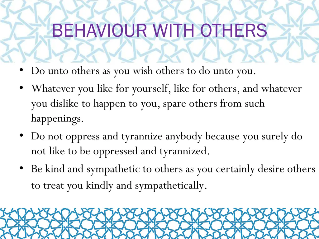 behaviour with others