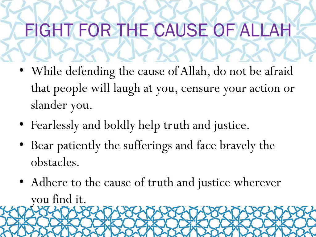 fight for the cause of allah