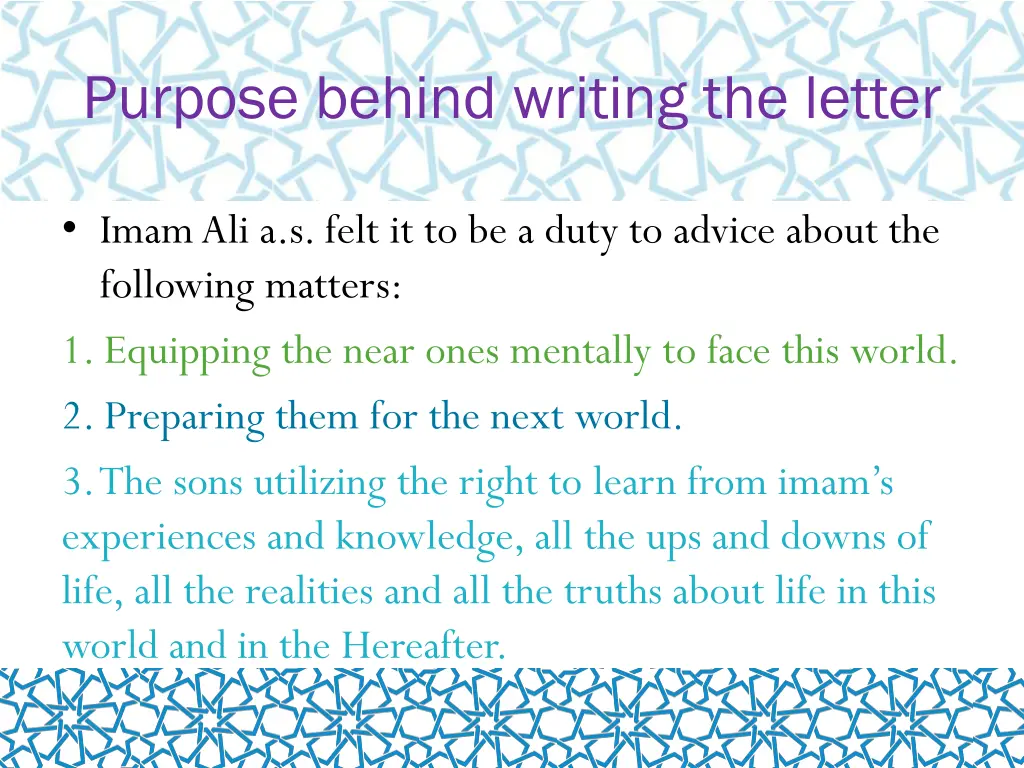 purpose behind writing the letter