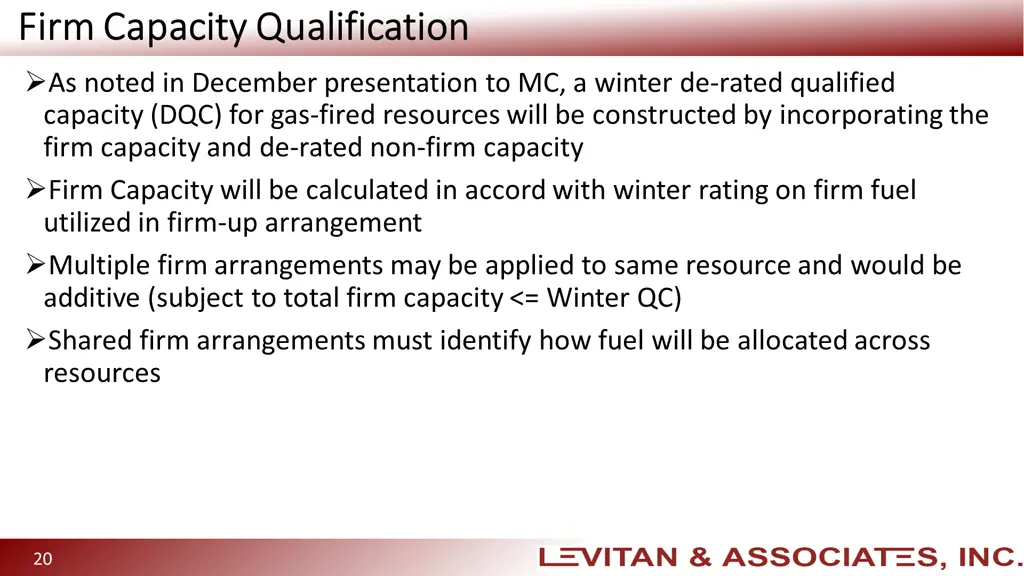 firm capacity qualification firm capacity