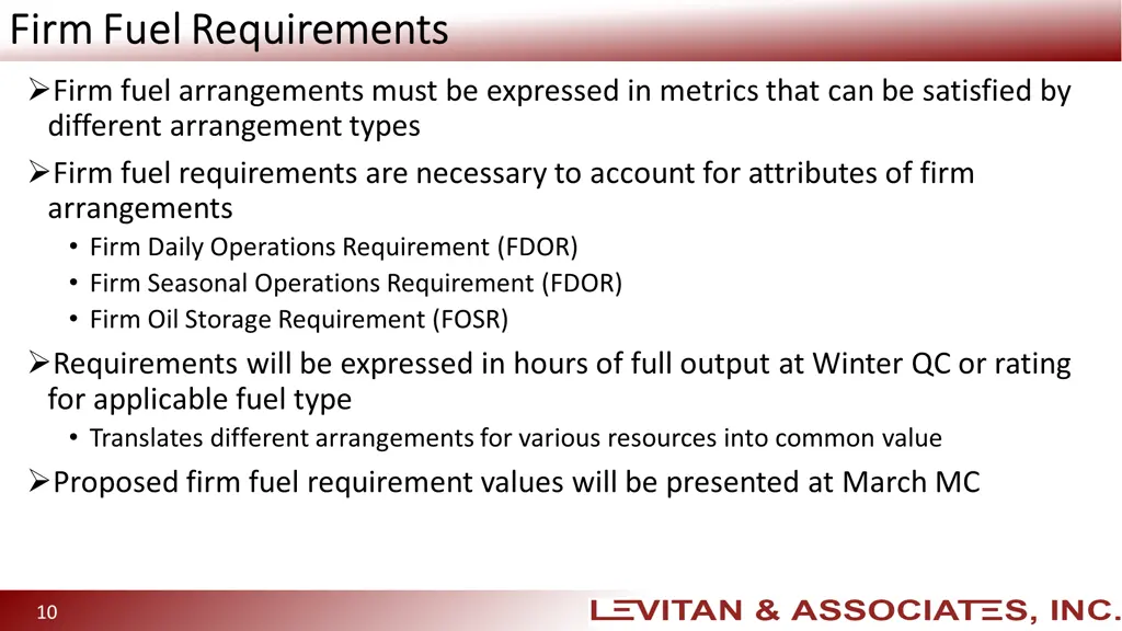 firm fuel requirements firm fuel requirements