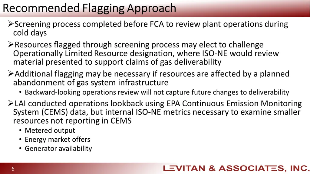 recommended flagging approach recommended