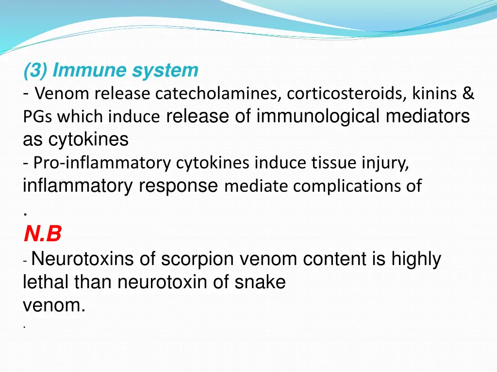 3 immune system venom release catecholamines