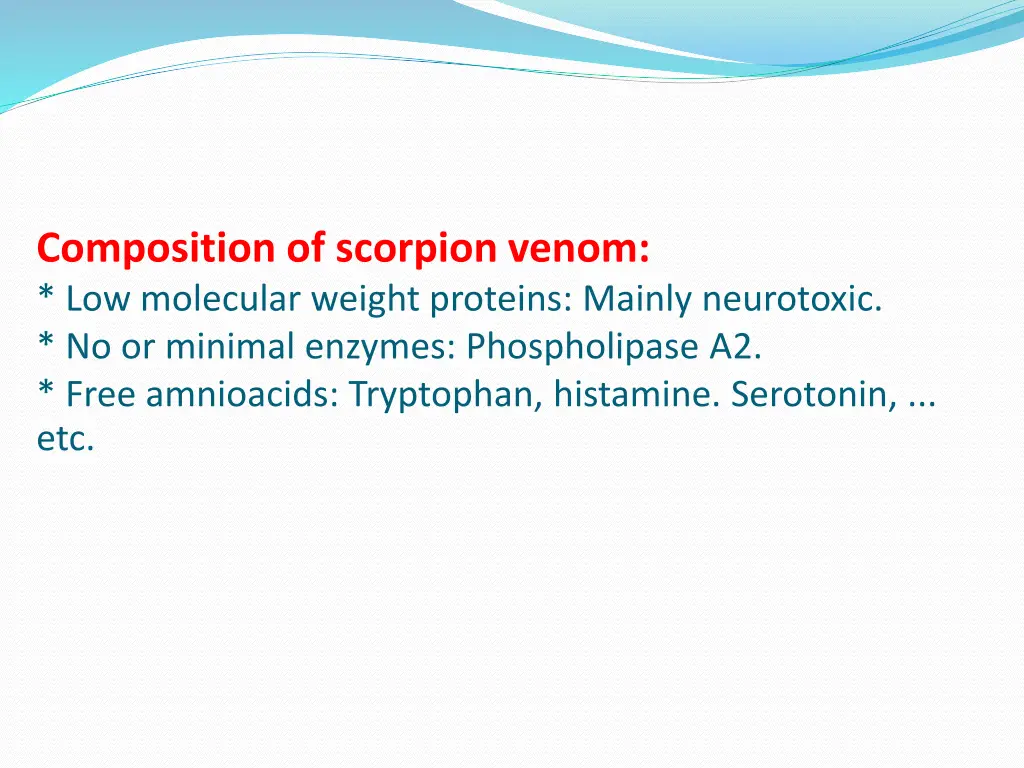 composition of scorpion venom low molecular