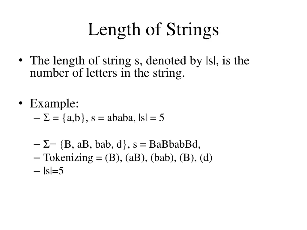 length of strings