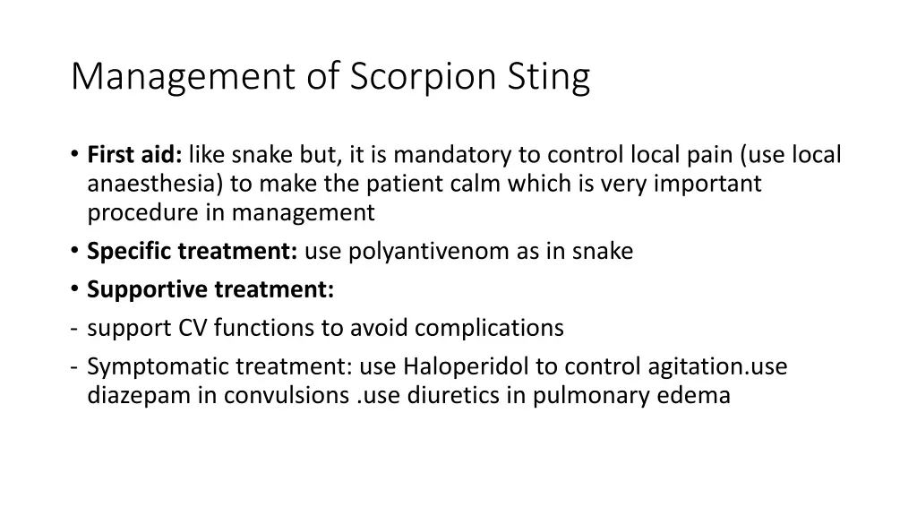 management of scorpion sting