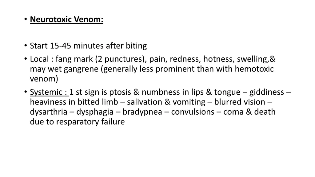 neurotoxic venom