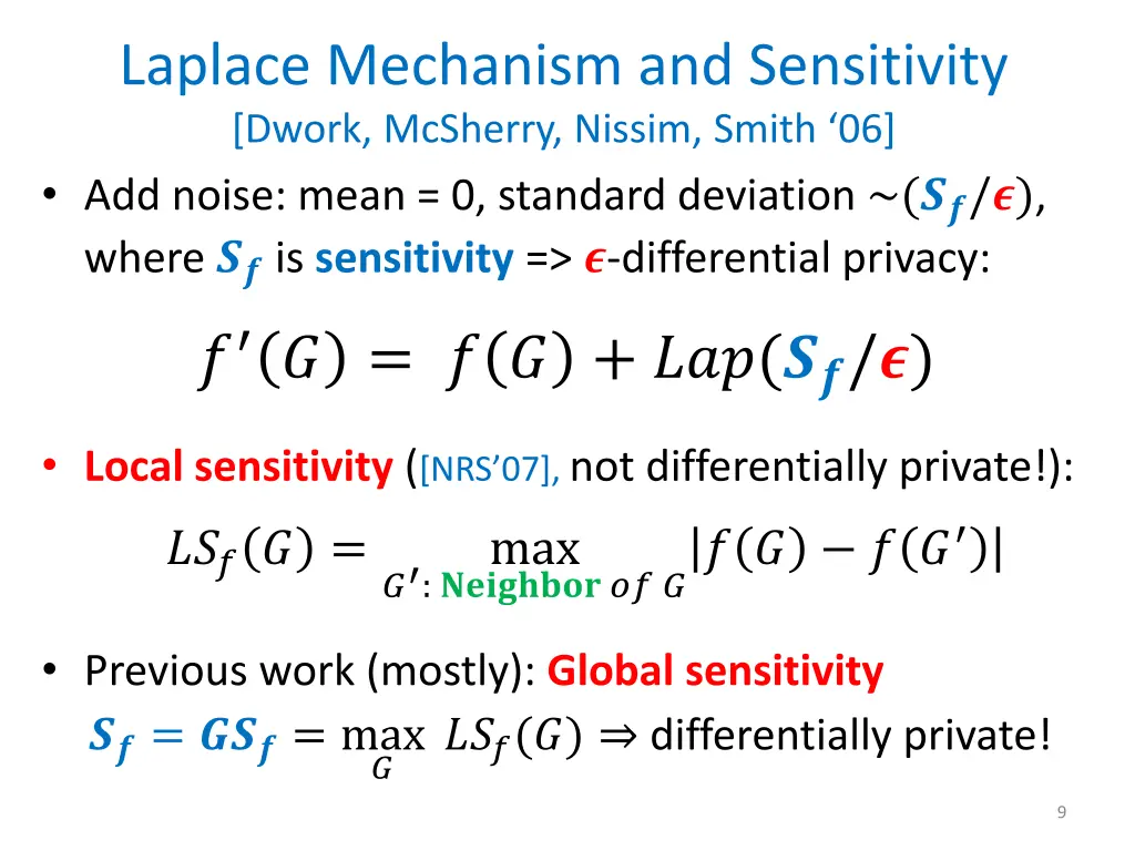 laplace mechanism and sensitivity dwork mcsherry