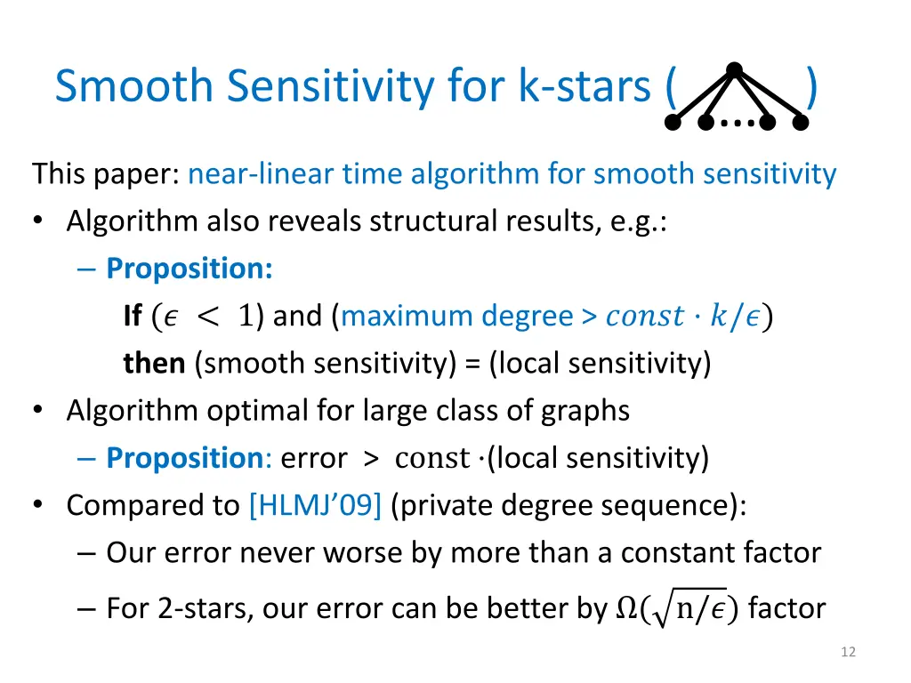 smooth sensitivity for k stars