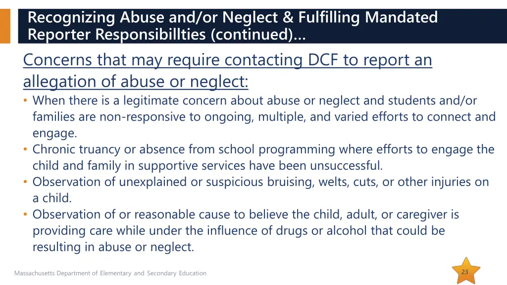 recognizing abuse and or neglect fulfilling 2