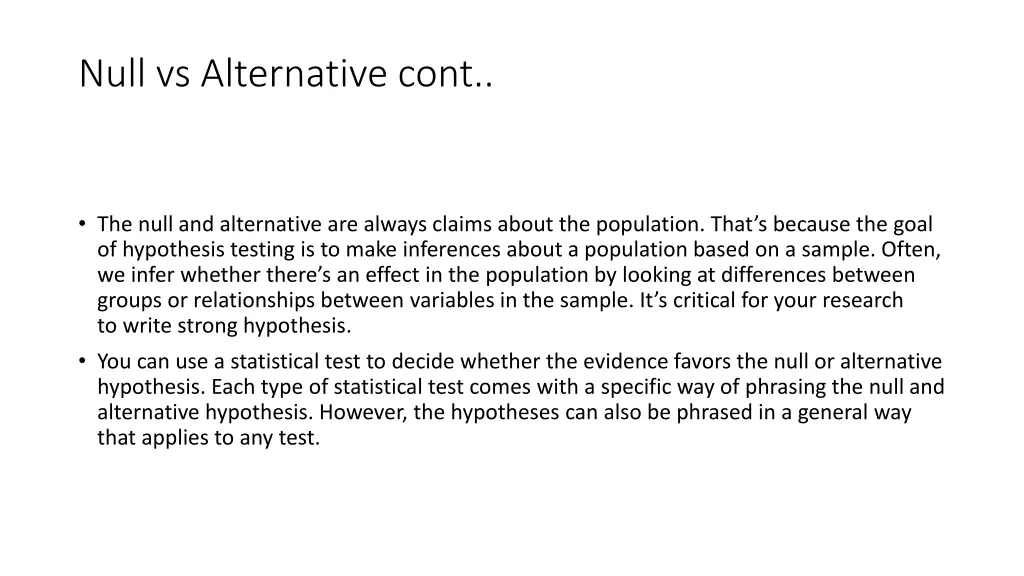 null vs alternative cont