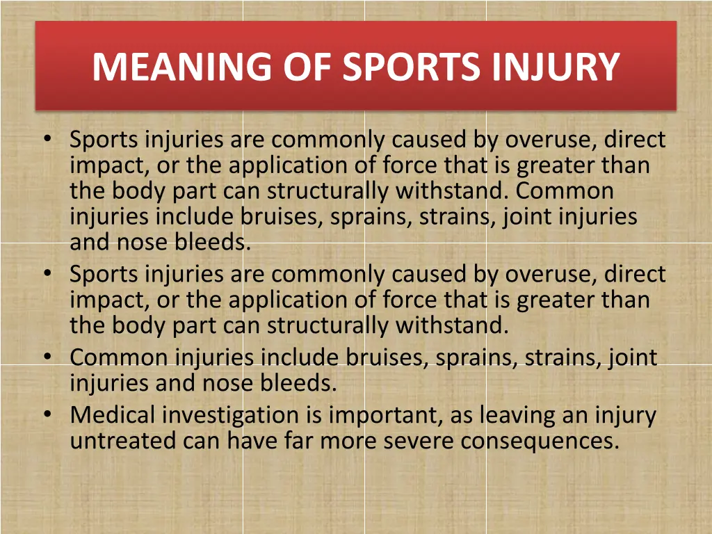 meaning of sports injury