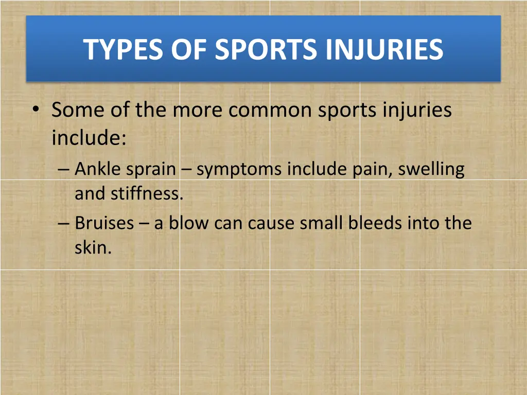 types of sports injuries