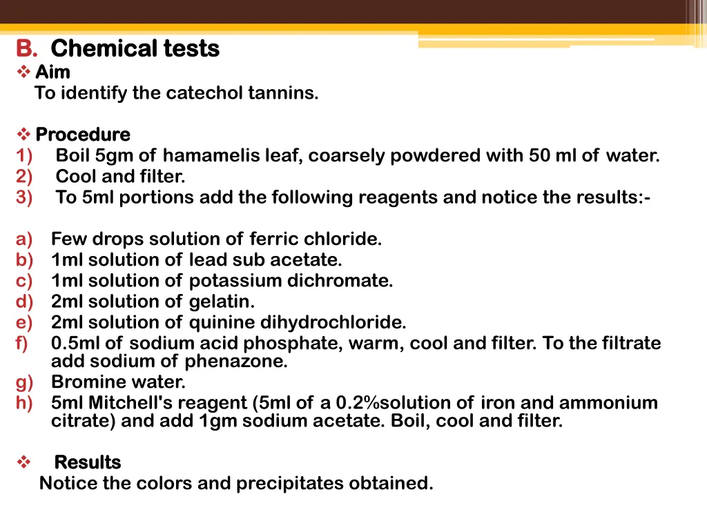 b b chemical tests chemical tests