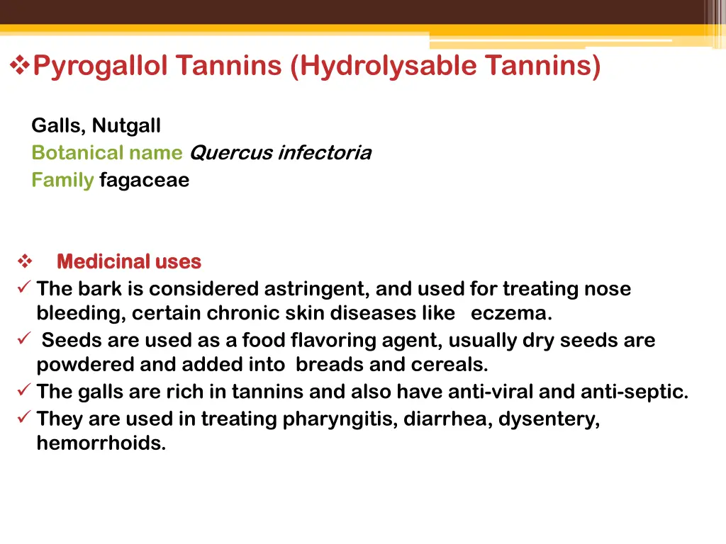 pyrogallol tannins hydrolysable tannins