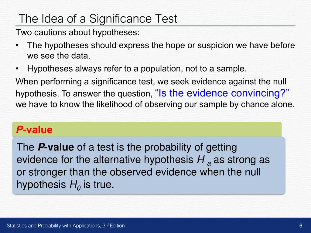 the idea of a significance test two cautions