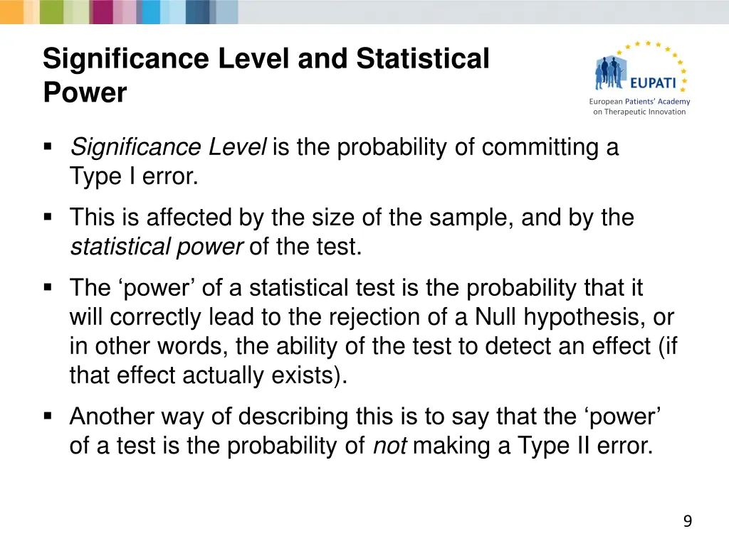 significance level and statistical power